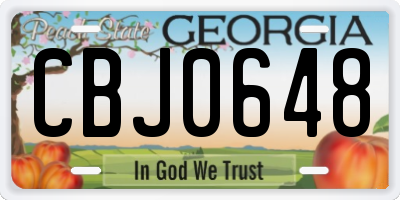 GA license plate CBJ0648