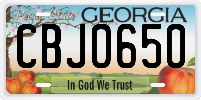 GA license plate CBJ0650