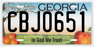 GA license plate CBJ0651