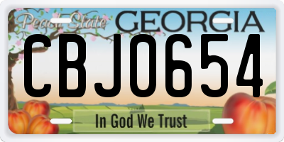 GA license plate CBJ0654