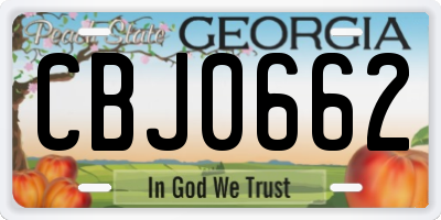 GA license plate CBJ0662