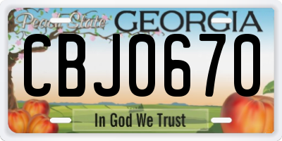 GA license plate CBJ0670