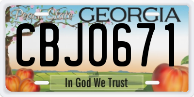 GA license plate CBJ0671