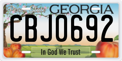 GA license plate CBJ0692