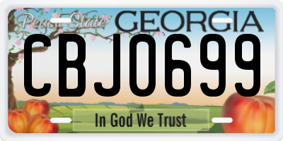 GA license plate CBJ0699