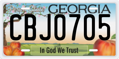 GA license plate CBJ0705