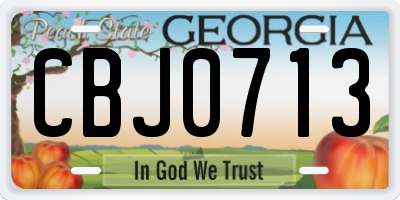 GA license plate CBJ0713