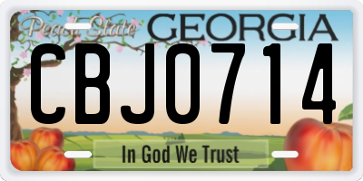 GA license plate CBJ0714