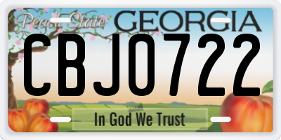 GA license plate CBJ0722