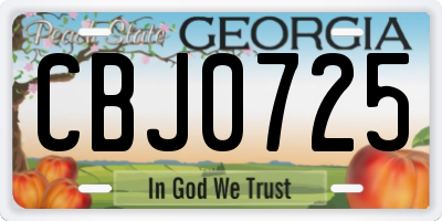 GA license plate CBJ0725