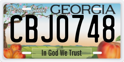 GA license plate CBJ0748