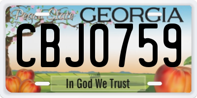 GA license plate CBJ0759