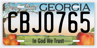 GA license plate CBJ0765