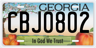 GA license plate CBJ0802