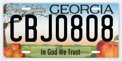 GA license plate CBJ0808