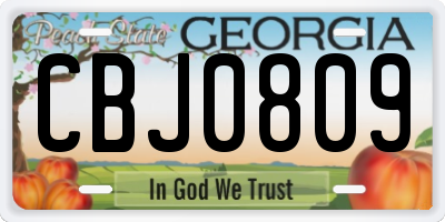 GA license plate CBJ0809