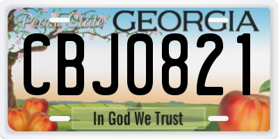 GA license plate CBJ0821