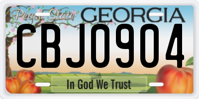 GA license plate CBJ0904