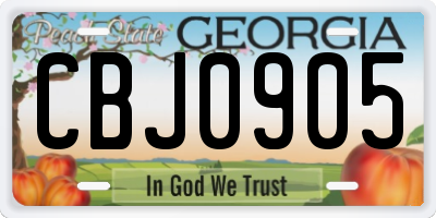 GA license plate CBJ0905