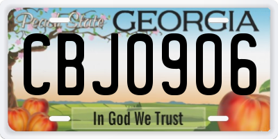 GA license plate CBJ0906