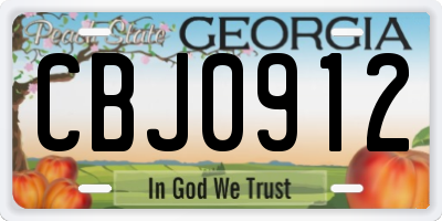 GA license plate CBJ0912