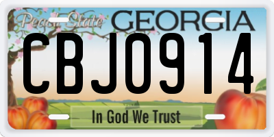GA license plate CBJ0914