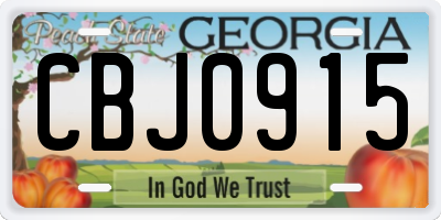 GA license plate CBJ0915