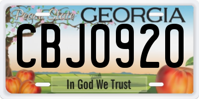 GA license plate CBJ0920