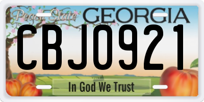 GA license plate CBJ0921