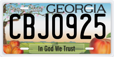 GA license plate CBJ0925