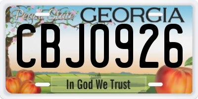 GA license plate CBJ0926