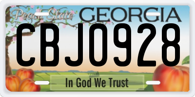 GA license plate CBJ0928