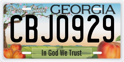 GA license plate CBJ0929