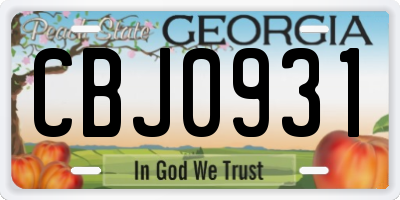 GA license plate CBJ0931