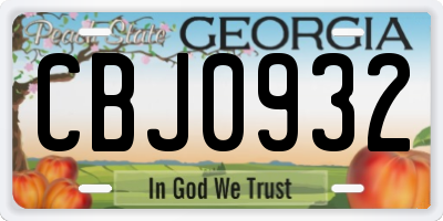 GA license plate CBJ0932