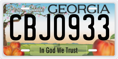 GA license plate CBJ0933