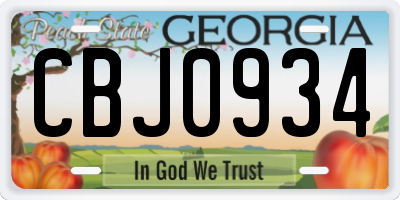 GA license plate CBJ0934