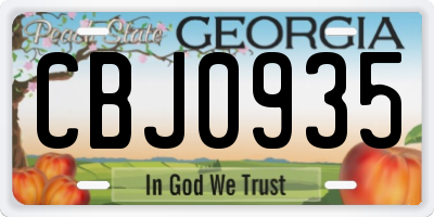 GA license plate CBJ0935