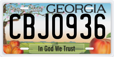 GA license plate CBJ0936