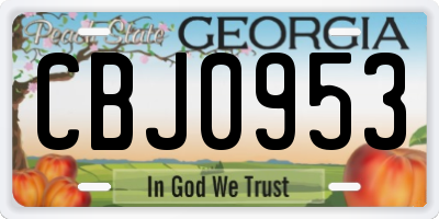 GA license plate CBJ0953