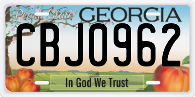 GA license plate CBJ0962