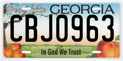 GA license plate CBJ0963