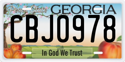 GA license plate CBJ0978