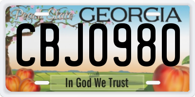 GA license plate CBJ0980