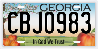GA license plate CBJ0983