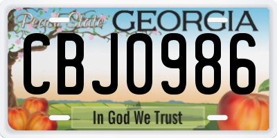 GA license plate CBJ0986