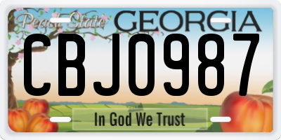 GA license plate CBJ0987
