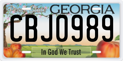 GA license plate CBJ0989