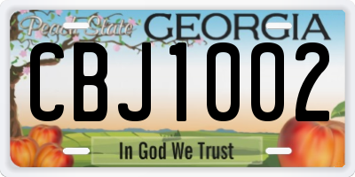 GA license plate CBJ1002