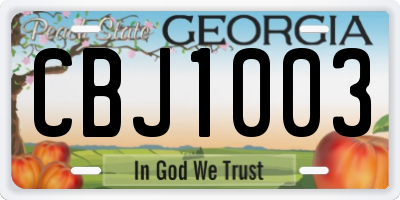 GA license plate CBJ1003